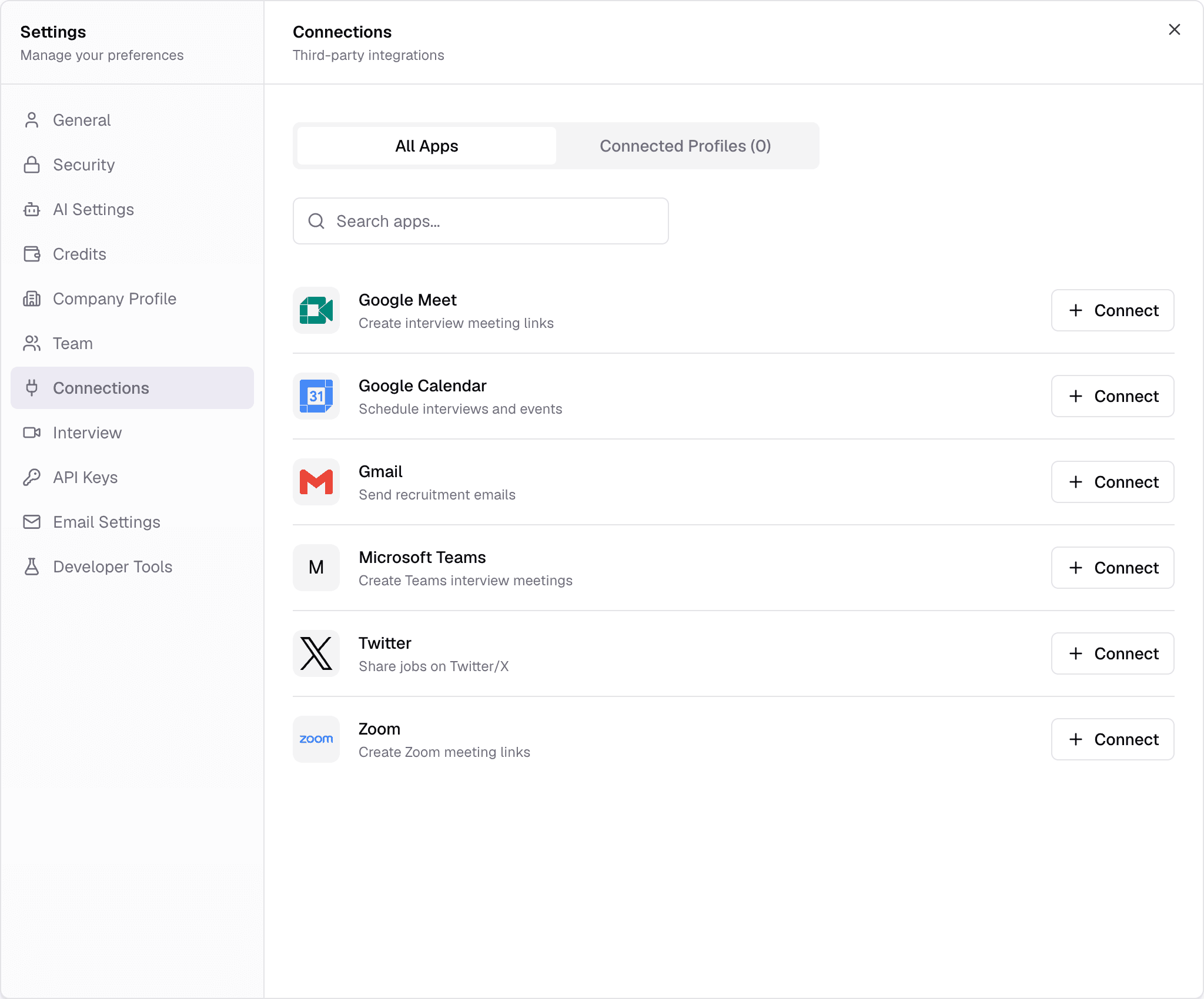 The Connections tab