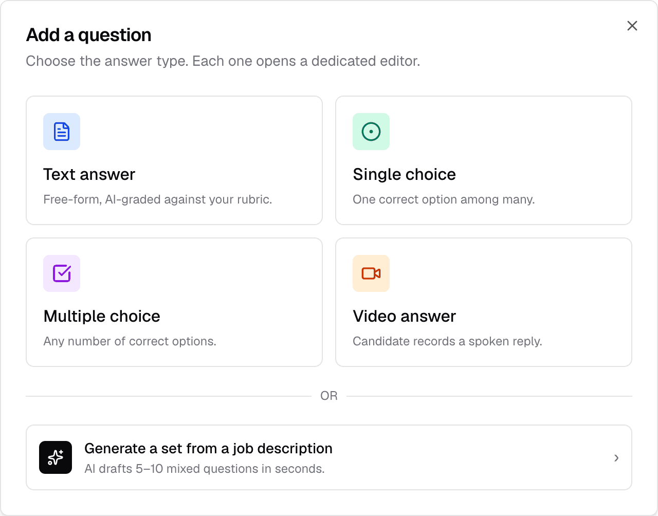 Choosing a question type