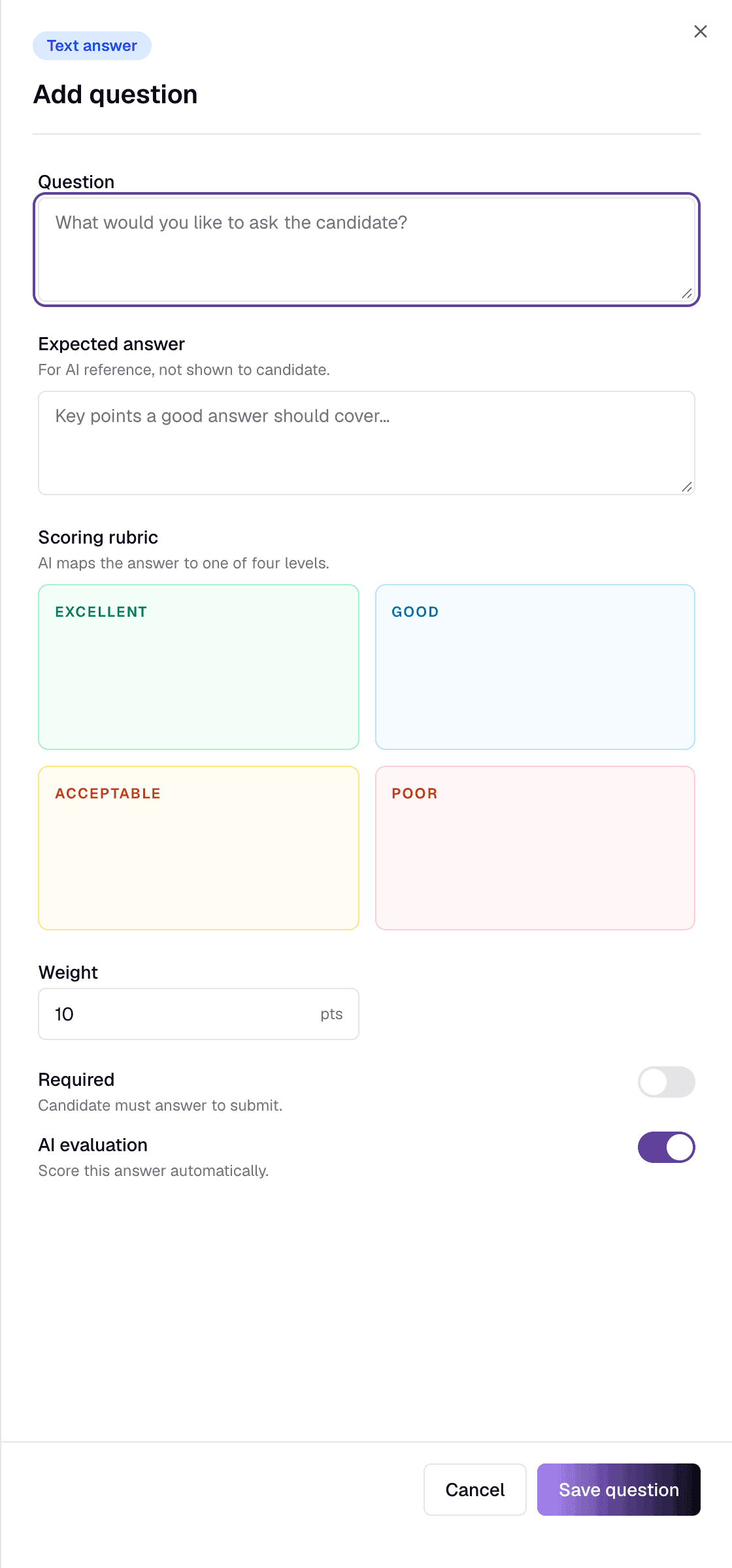 The text question editor