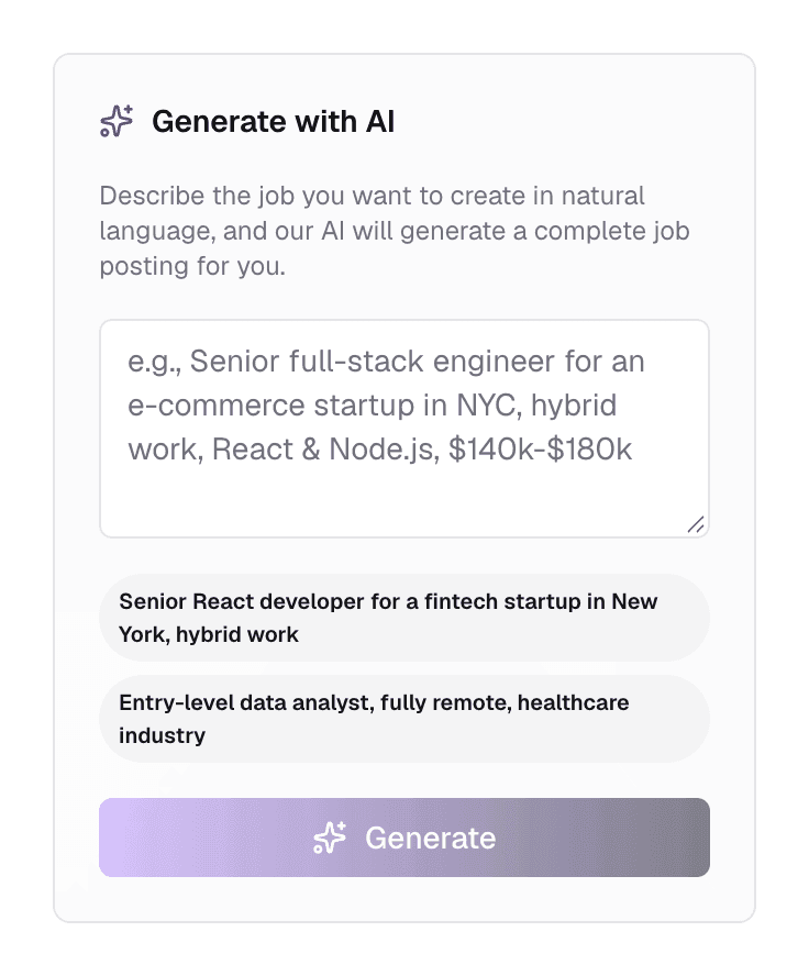 The Generate with AI panel